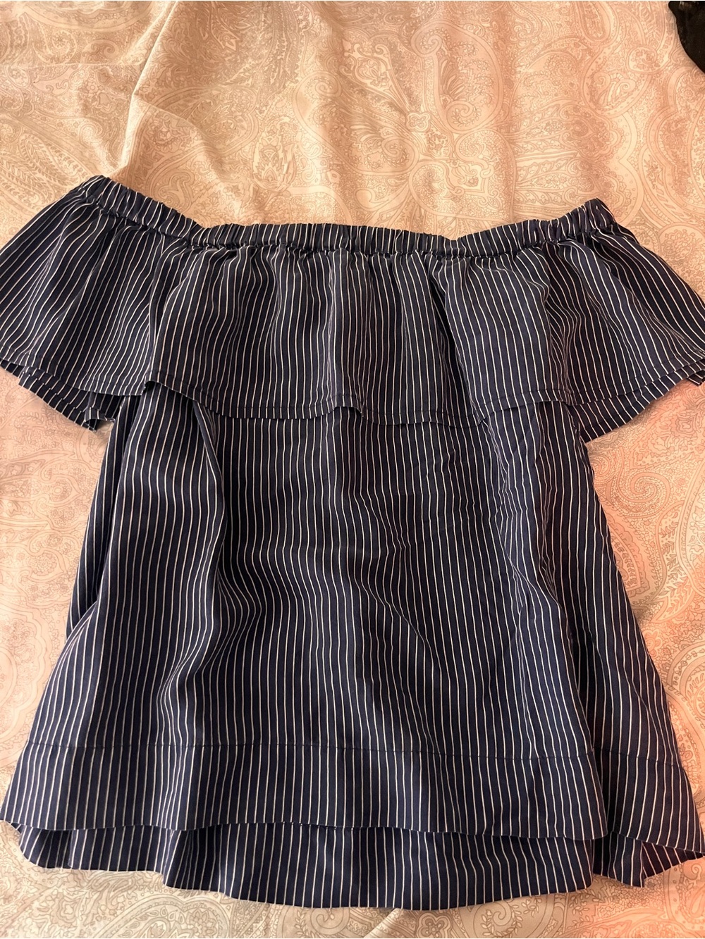Madewell Navy and White Vertical-Stripe Top